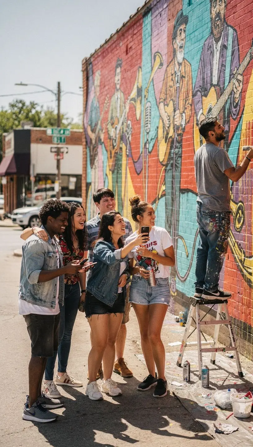 Grupa przyjaciół ciesząca się lokalną kuchnią w restauracji.